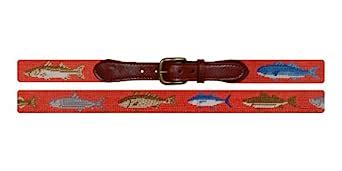 Smathers & Branson East Coast Fish Needlepoint Belt in Melon - SZ 42 (B ...
