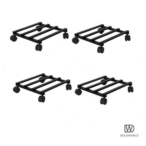 Buy Now!! Set Of 4 Planter Stand with Wheels | Decoworld — DECOWORLD