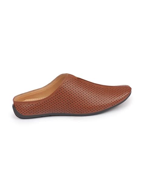 Buy Men Back Open Perforated Ethnic Party Mules Slip On Shoes