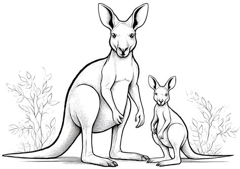 Two kangaroos - Kangaroo Coloring Pages