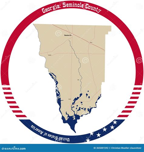 Map Of Seminole County In Georgia State On White Background. Single ...