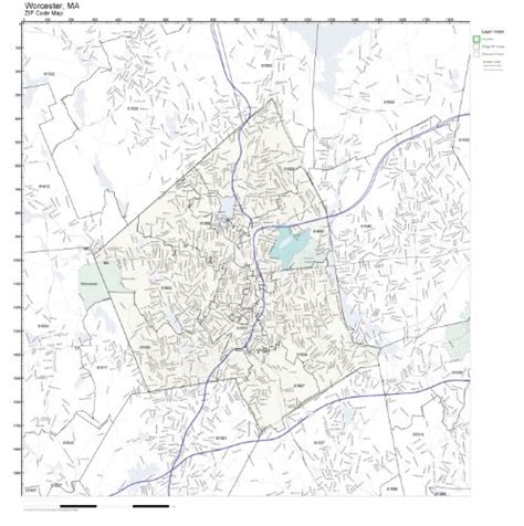 Zip Code Wall Map Of Worcester Ma Zip Code Map | Desertcart INDIA