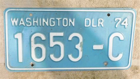 Vintage 1974 State of WASHINGTON DEALER LICENSE PLATE Collector ...