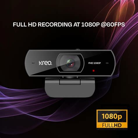 Kreo Owl Full HD 1080P 60 FPS Webcam with Auto-Focus and Built-in Dual ...