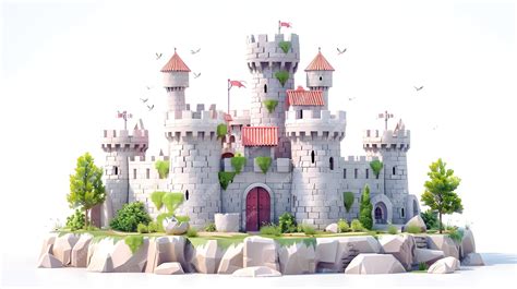 Premium Photo | 3D Flat Cartoon Tourists Exploring Medieval Castle ...