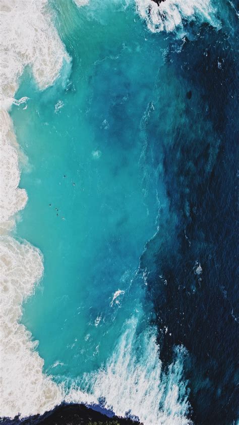 Download wallpaper 1080x1920 ocean, waves, aerial view, surf, foam ...