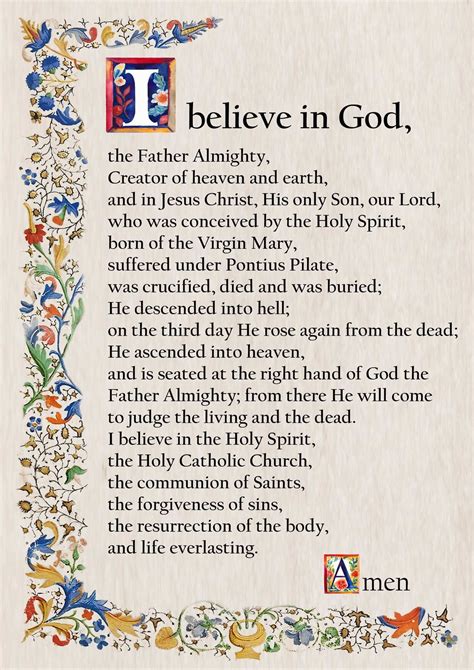 Apostles Creed Prayer Words