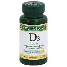 Nature's Bounty D3-1000 IU Vitamin Supplement Softgels | Walgreens