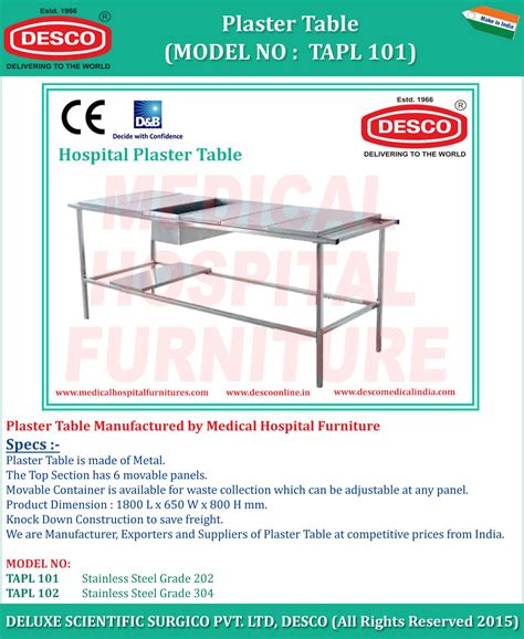 Medical Plaster Table - Manufacturer, Supplier and Exporter India