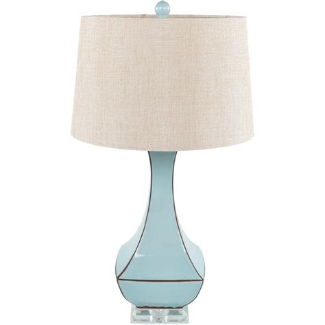 Surya Belhaven 30.5-in Pale Blue 3-way Table Lamp with Silk Shade (Set ...