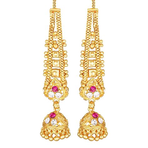 MEENAZ Long Jhumki Ear Chain Jhumka Earrings for Women Girls ...