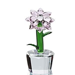 Waltz&F Crystal Pink Sun Flower Figurine Collectible Glass Paperweight ...