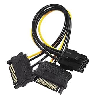 WiredCom® Dual Sata 15 Pin Male to 6 pin PCI Express Power Supply PCI-E ...