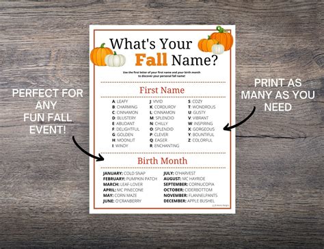 Fall Name Game: Printable Autumn Party Activity (digital Download) - Etsy