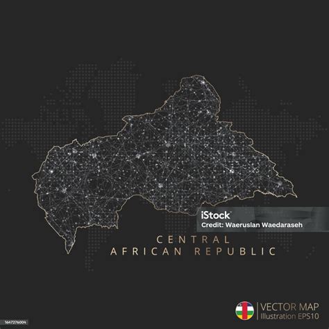 Peta Republik Afrika Tengah Abstrak Mesh Geometris Konsep Cahaya Poligonal Dengan Garis Kontur ...