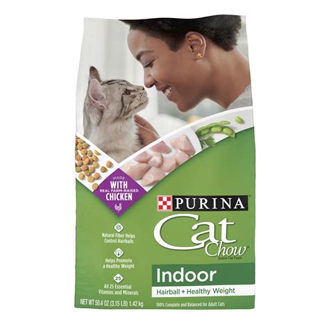 Purina Cat Chow Indoor Dry Cat Food, Hairball + Healthy Weight, 3.15 lb ...