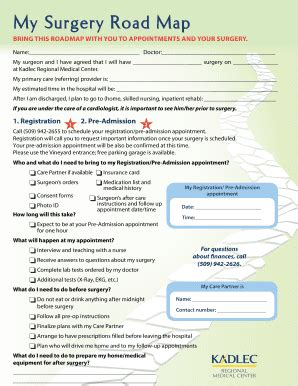 Fillable Online My Surgery Road Map Fax Email Print - pdfFiller