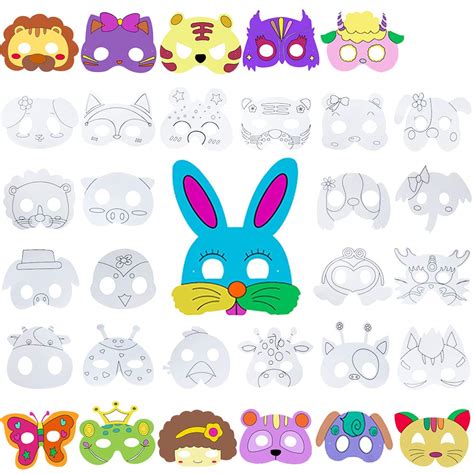 TYLCC 32 PCS DIY Animal Masks for Safari Jungle Animal Theme Birthday ...
