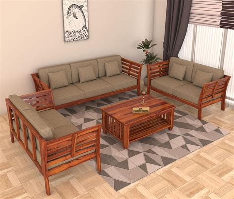 SOHRAM DECOR Solid Sheesham Wood 7 Seater Sofa Set for Living Room ...