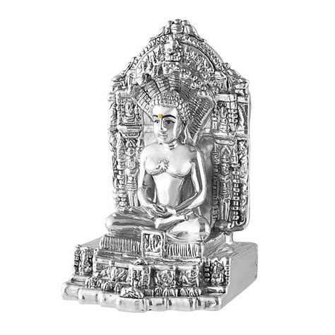 Pure Silver 990 Temple Parshwanath Jain God Idol ~ CaratCafe