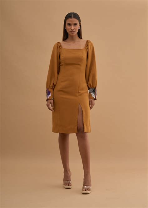 EMBRIODERED FRONT SLIT DRESS – Nashional Permit