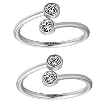 Om Jewells Brass Metal Jewellery Dual Solitaire Studded Adjustable ...