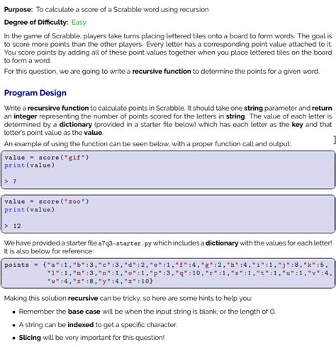 Image result for Python Scrabble Score Using Recursion