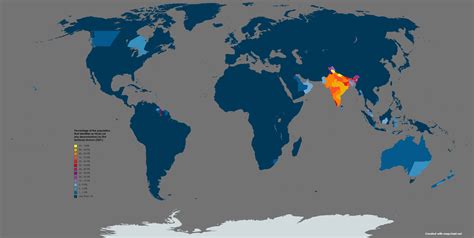 Hinduism Population World Map