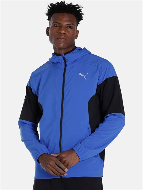 Puma Men RUN LIGHTWEIGHT Colourblocked Hooded Sports Sustainable Jacket ...