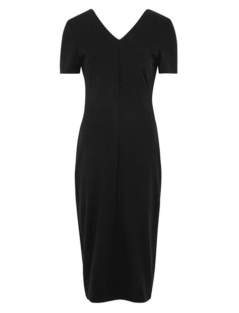 Buy Jersey V-Neck Knee Length Tailored Dress at Marks & Spencer