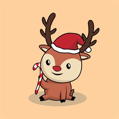 Cute Cartoon Reindeer Face Funny Christmas Cartoon With Cute Reindeer
