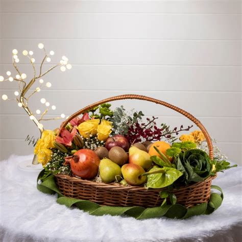 Buy Mixed Floral & Fruit Gift Basket
