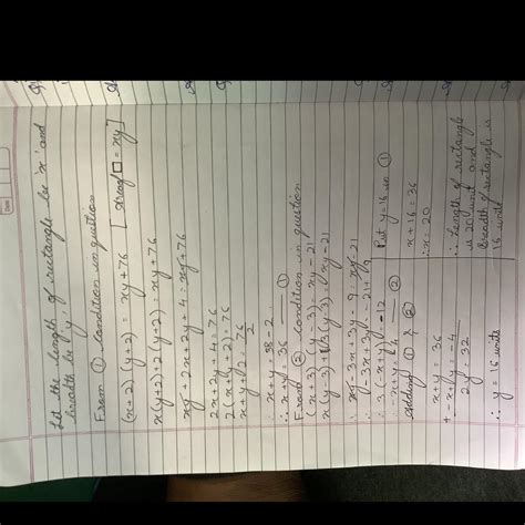 Question:- The area of a rectangle increases by 76 square units, if the ...