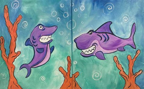 Parent & Me - Sharks - Grape Kids Paint Class, Painted Grape ...