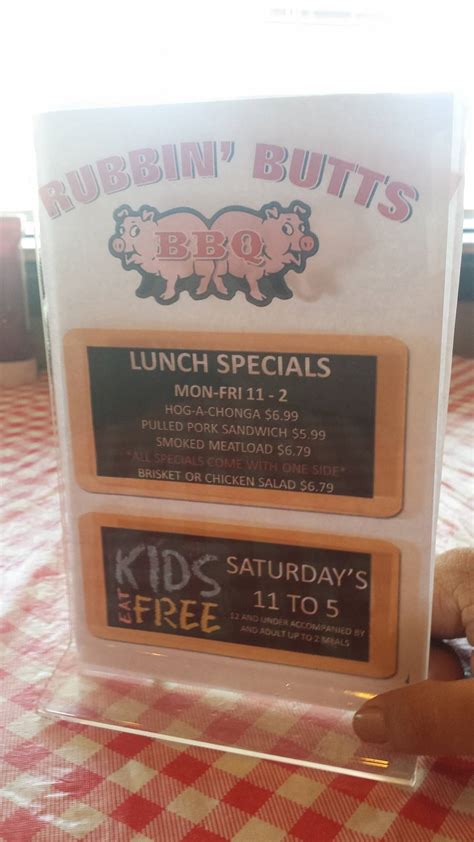 Menu at Rubbin' Butts BBQ, Sellersburg