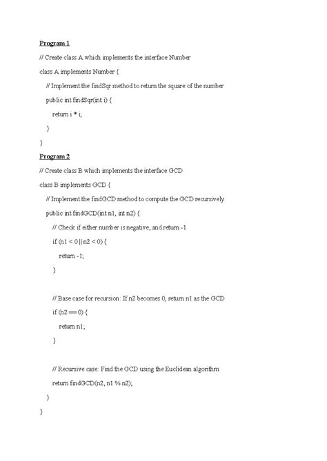 Nptel Java Week 06 - Program 1 // Create class A which implements the ...