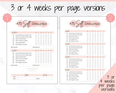 75 Soft Challenge Checklist Printable Free - Printable Sight Words List