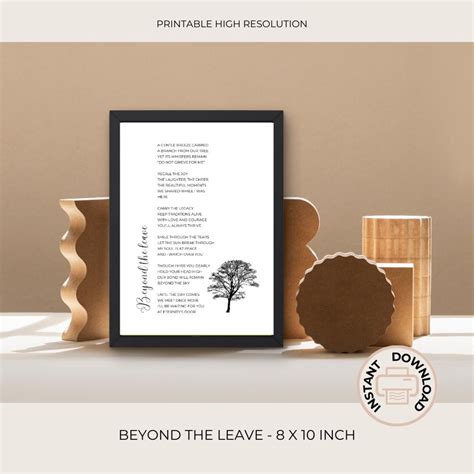 Beyond the Leaves Funeral Poem | in Loving Memory Digital Print | Bereavement Gift | Celebration ...