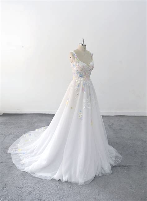 Colorful Lace Strap Wedding Dress A-line Wedding Dress Boho - Etsy