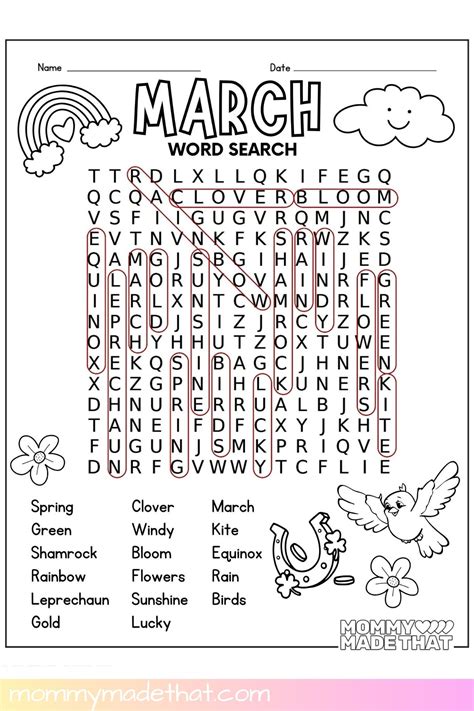 March Word Search (Free Printable)
