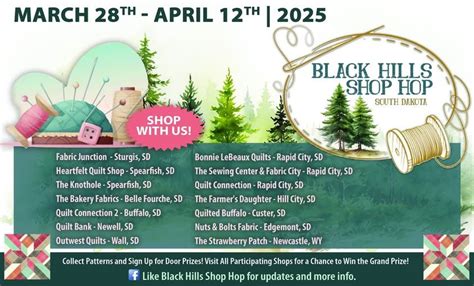 Black Hills Shop Hop March 28th - April 12th, 705 State St, Belle ...
