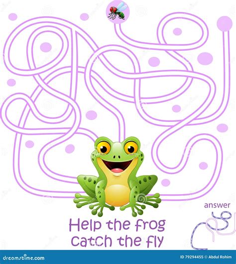 Card with Maze Game, Help the Frog Catch the Fly Stock Vector ...