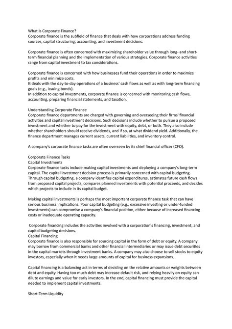 What Is Corporate Finance - What Is Corporate Finance? Corporate ...