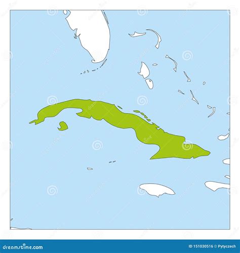 Map of Cuba Green Highlighted with Neighbor Countries Stock Vector - Illustration of geography ...