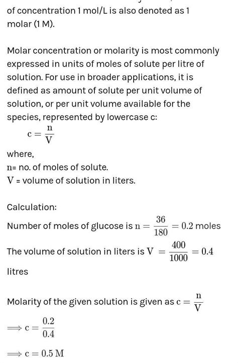molarity of 3.6% solution of glucose (w/v) in water is? chemistry ...