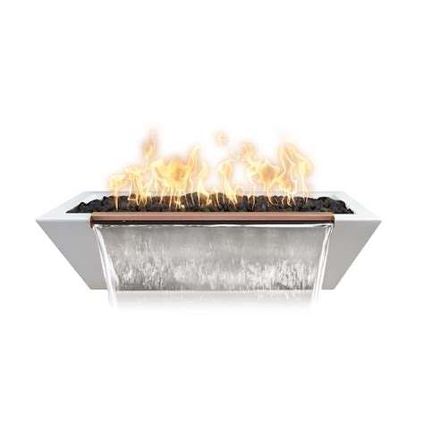 The Outdoor Plus 60 Rectangular Linear Maya Fire Bowl, GFRC Concrete ...