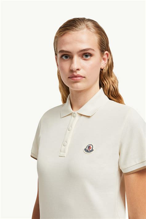 White Logo Patch Cotton Piquet Polo Shirt - Tops & T-Shirts for Women ...