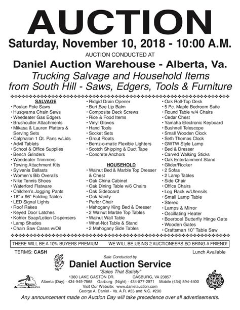 Saturday November 10, 2018 Auction | Daniel Auction