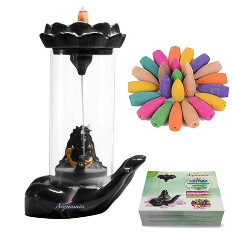 Buy Signamio Adiyogi Shiva Backflow Smoke Fountain - Ceramic Shivling ...