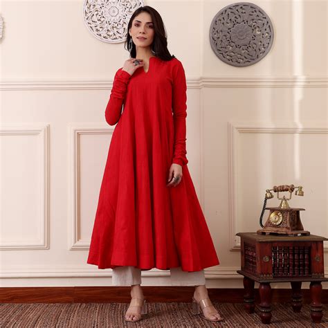 Sanjida Red Kalidaar Kurta – Kameez.co